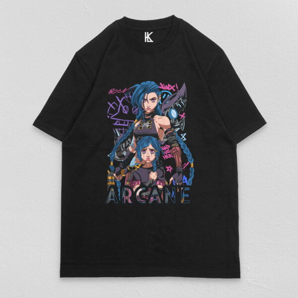 Remera negra jinx full color